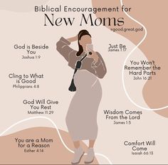 an image of a woman holding a microphone with the words, biblical encouraging for new moms