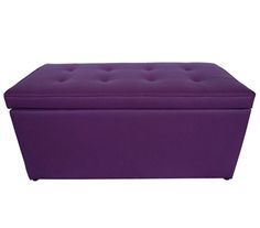 a large purple ottoman with buttons on the top and bottom, sitting in front of a white background