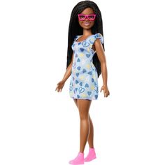 a barbie doll wearing sunglasses and a dress