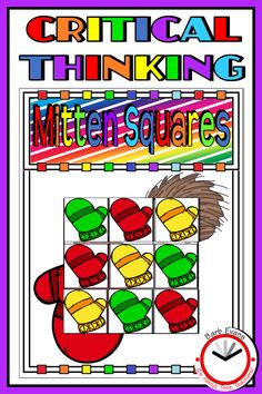 a colorful poster with the words critical thinking and an image of mittensquarres