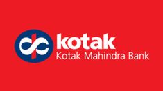 the kottak mahindra bank logo is shown on a red and blue background