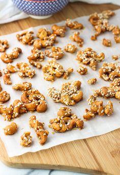 the pretzels are ready to be eaten on the cutting board