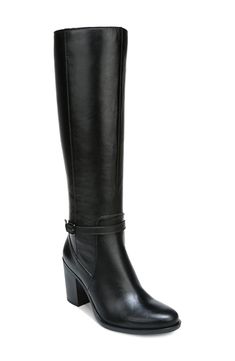 Naturalizer Kalina Boot (Women) | Nordstrom Black Leather Boots Knee High, Black Block Heel Boots, Naturalizer Boots, Wide Calf Knee High Boots, Heel Boots For Women, Black Knee High Boots, Tall Boot, Block Heel Boots, Knee High Leather Boots