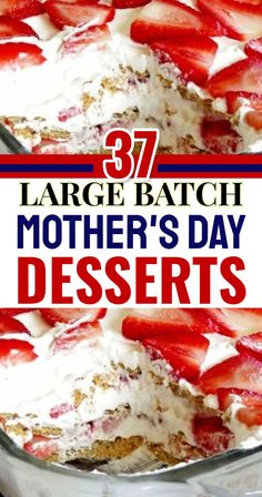 a large batch of mother's day desserts with strawberries in the middle