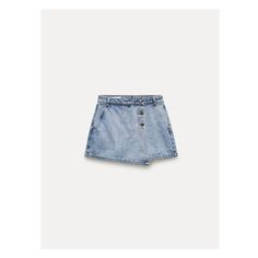 Skort with a high waist with front pockets and back patch pockets. Washed effect. Front wrap closure with hidden zipper and metal buttons. Jean Skort, Dior Girl, Wrap Skort, Denim Skort, Zara Outfit, Cargo Shirts, Trench Jacket, Cardigan Sweater Dress, Back Patch