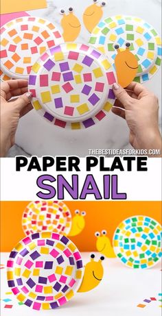 paper plate snail craft for kids to do with the children's hands and feet