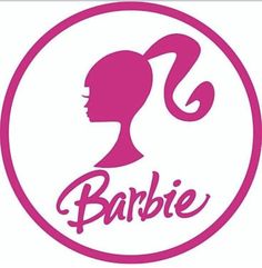 the logo for barbie's hair salon, which is located in an area that has been