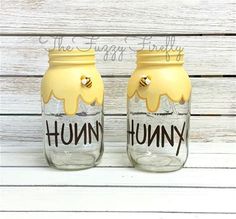 two jars with the words funny on them