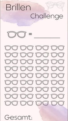 glasses with the words brillen challenge written on them in black and white ink