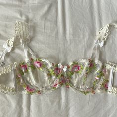 Beautiful White Floral Embroidered Bra From For Love And Lemons Style No Longer Sold, Really Amazing Piece Nwt Size S For Love And Lemons Bra, Fitted Floral Embroidery Bra, Sheer White Wedding Bra, White Sheer Wedding Bra, Spring Wedding Bra With Lace Trim, Sheer White Lace Bra, White Sheer Lace Bra, Spring Wedding Underwire Bra, Edwardian Wedding Dress