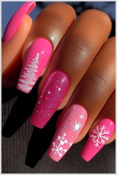 This Christmas, pink is making a splash as a standout fashion trend, and your nails are no exception! Embrace the holiday spirit with these 21 stylish pink Christmas nail designs for 2024. From soft pastels to bold shades, find the perfect pink look for your festive season. #FestiveChallenge Trending Simple Nails, Nail Idea For Christmas, Christmas Nails Different Colors, Holiday Long Nails, Unicorn Nail Art Design, Christmas Nails With Pink, Design On Red Nails, Pink Designed Nails, Seasonal Nail Designs