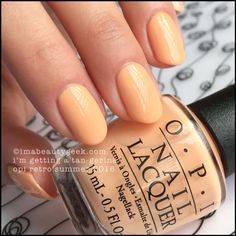 OPI I’m Getting a Tan-gerine – OPI Retro Summer 2016 Opi Gel Nails, Fun Summer Nails, Summer Nails Beach, Bright Summer Nails, Creative Nail Designs, Nail Polish Collection