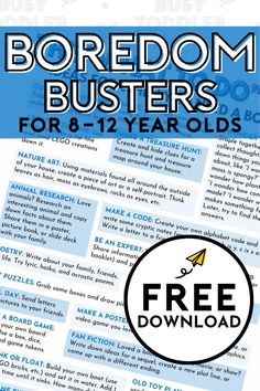 Click here to see this free list of activities from Busy Toddler.  This list has over 15 ideas to beat boredom and is perfect for your 8-12 year olds. Comic Book Writing, Activities To Do At Home, Boredom Busters For Kids, Preschool Programs, Things To Do At Home, List Of Activities, Boredom Busters