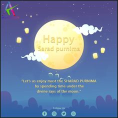 a screen shot of the message happy sarad purimma, with lanterns floating in the sky