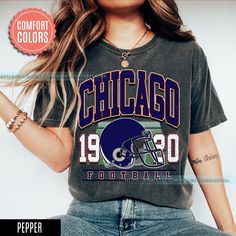 Chicago Football Vintage Style Comfort Colors T-Shirt ,Retro Chicago Football T-Shirt , Chicago Fan Gift , Sunday Football FML12 ⭐𝐐𝐔𝐀𝐋𝐈𝐓𝐘: At Sports Spectra our brand believes in using the best materials to create our designs. We use high-quality ink to achieve vibrant and colorful prints that stand the test of time. Our products are crafted for longevity, ensuring that once you wear Sports Spectra sweatshirts and tees, you won't want to shop anywhere else! ► PRODUCTION & SHIPPING * Produ Retro College T-shirt For Football Season, Vintage Graphic Print Football T-shirt, Vintage Graphic T-shirt For Football Season, Vintage Graphic Print T-shirt For Football Season, Retro Letter Print T-shirt For Game Day, Vintage Graphic Print T-shirt For Game Day, Retro College Football Season T-shirt, Retro Graphic Print T-shirt For Football Season, Retro Fan Merchandise Tops For Football Season