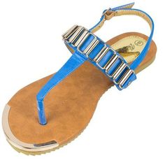 Victoria K Ladies Fashion Sandals with fashion chain embelishment and gold toe tip, makes a great look from a day at the beach to a night out Size: 7. Color: Blue. Gender: female. Age Group: adult. Turquoise Shoes, K Fashion, Cute Sandals, Day At The Beach, Fashion Sandals, Blue Gender, Ladies Fashion, T Strap, Comfortable Fashion