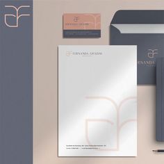 the stationery and business cards are displayed next to each other