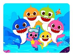 a group of cartoon sharks standing next to each other