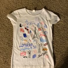 Crewcuts Paris, Rome, London, New York Girls Shirt Playful White Tops For School, Fun White Tops For School, Playful White School Tops, Ruffle T Shirt, Travel Tops, Paris T Shirt, Boys Stripes, Girls Shirt, Boy Tees