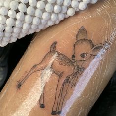 Until Friday Night, Bambi Tattoo, Fawn Tattoo, Soft Tattoo, Small Girly Tattoos, Sailor Moon Tattoo, Dainty Tattoos, Subtle Tattoos, Baby Tattoos