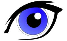 an eye with blue iris and black outline