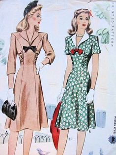 4304o14 Forties Fashion, Vintage Fashion 1930s, Vintage Wardrobe