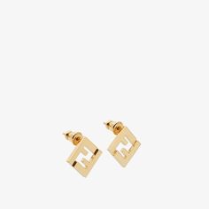 FF motif shaped earrings. Made of metal with a gold finish. Made in Italy. One Size Fendi Earrings, Metal Earrings, Earrings Gold, Gold Finish, Metallica, Gold Color, Gold Earrings, Fendi, In Italy