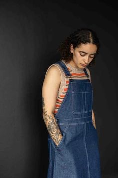 A hard working pinafore dress, featuring classic detailing and topstitching. Choose to make it with dungaree clips or sewn in straps. This is a multi-size PDF pattern including sizes UK 6 – 18 or UK 20-28. This PDF gives you the tiled (45 x A4 pages, compatible with US printer paper) and A0 (two 36 x 48" pages) versions. If you desire Lakes Makerie AO printing ($3/page), please select appropriate variant below. We will send your PDFs in an email via SendOwl (please check your junk mail if you do Pinafore Pattern, Merchant Mills, Pattern Sheets, Merchant And Mills, Dungaree Dress, Sewing Blogs, Pretty Fabric, Patterned Sheets, Pinafore Dress