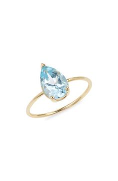 A prong-set blue topaz radiates color at the heart of this handcrafted 14-karat gold ring. 14k gold/blue topaz Made in Spain Fine Jewelry Yellow Gold Topaz Ring With Teardrop, Fine Jewelry Yellow Gold Topaz Teardrop Ring, Pear-shaped Yellow Gold Topaz Ring, Yellow Gold Diamond Cut Blue Topaz Ring, Fine Jewelry Blue Topaz Teardrop Rings, Pear-shaped Blue Topaz Yellow Gold Jewelry, Yellow Gold Blue Topaz Ring Fine Jewelry, Fine Jewelry Pear-shaped Topaz Ring, Fine Jewelry Blue Topaz Pear-shaped Ring