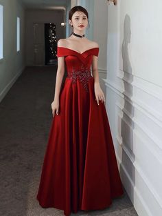 Prom Dress Off Shoulder, Prom Dress A Line, Lace Long Prom Dress, Off Shoulder Evening Dress, Prom Dress Evening, A Line Evening Dress, Dress Off Shoulder, Nice Outfits, Red Prom