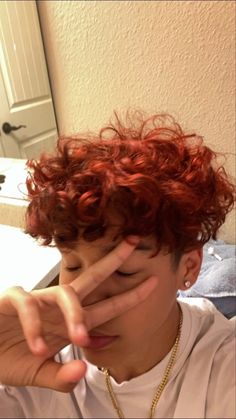 Boys Dyed Hair, Undercut Curly Hair, Red Hair Boy, Red Hair Men, Street Racer, Cherry Red Hair, Dyed Curly Hair, Red Hair Inspo, Red Curly Hair