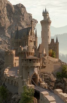 the castle is built on top of a mountain