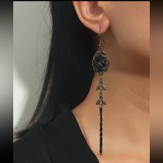 This Unique Pair Is A Wonderful Addition To Your Wardrobe And Your Style; Sure To Get Lots Of Compliments! Gshmh60060001p9 Evening Metal Tassel Earrings, Metal Tassel Earrings For Evening, Vintage Black Alloy Jewelry, Black Dangle Alloy Earrings, Black Dangle Earrings In Alloy, Elegant Metal Tassel Earrings As Gift, Elegant Black Tassel Drop Earrings, Metal Tassel Earrings As Gift, Metal Tassel Jewelry