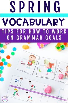 Get tips for how to use spring vocabulary to treat syntax and morphology goals in your language therapy sessions. Spring Vocabulary Words, Spring Speech Therapy Activities, Spring Speech Therapy, Spring Vocabulary, Verb Words