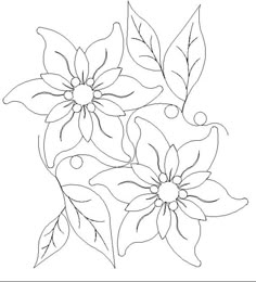 a line drawing of flowers with leaves