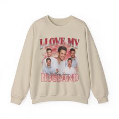 Custom I Love My Husband Sweatshirt, Customized Photo Bootleg Rap Tee, Valentine Matching Couple Sweatshirt, Custom Image Sweatshirt 💫Ideal for any situation, a unisex heavy blend crewneck sweatshirt is pure comfort. 💫 Made with a medium-heavy fabric blend of 50% cotton and 50% polyester, this sweatshirt feels cozy and is the perfect choice for those colder months. 💫 Made using 100% ethically grown US cotton. Gildan is also a proud member of the US Cotton Trust Protocol ensuring ethical and s Husband Sweatshirt, Sweatshirt Customized, Boyfriend Sweatshirt, I Love My Husband, Lgbtqia Pride, I Love My Boyfriend, Equality Shirt, Buddhism Quote, Couples Sweatshirts