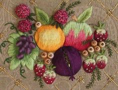 a cross stitch pattern with fruits and vegetables