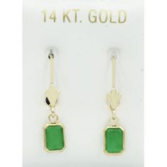 Metal Purity: 14k Yellow Gold Condition: New With Tag Gemstone Type: 2 Genuine Emerald Total Ct Weight: 1.88 Carats Emerald Grades: Hue . . . Green Tone . . . Medium Dark Saturation . . . Vivid No Inclusions Or Flaws Dimensions: 7 X 5 Mm Each Gemstone Measurements 25 X 7 Mm (0.98 X 0.27") Earrings Measurements Green 14k Gold Dangle Earrings, 14k Gold Jewelry Set With Green Matching Earrings, 14k Gold Green Earrings, Classic 14k Gold Earrings For May Birthstone, Green 14k Gold Earrings For Formal Occasions, Formal Green 14k Gold Earrings, Hallmarked 14k Gold Green Earrings, Green Tone, Navel Rings