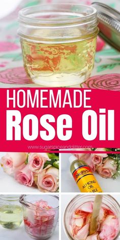 Rose Essential Oil Recipes, Rose Oil Diy, Pink Dyson, Rose Oil For Skin, Homemade Rose Water, Essential Oil Perfumes Recipes, Fresh Rose Petals, Oil For Skin, Rose Recipes