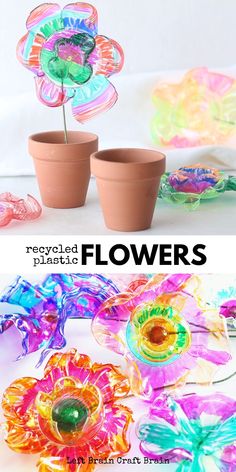 the flowers are made out of plastic plates