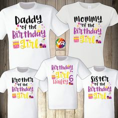 "BIRTHDAY GIRL FAMILY SHIRTS PLEASE CHECK CHART SIZE FOR ACCURATE SIZE SELECTION. ♥ Man WHITE T-shirts * Youth WHITE T-Shirts ✔Brand: Fruit of the Loom *5 oz., pre-shrunk 100% cotton *High-density fabric for exceptional print clarity *Seamless 1x1 ribbed collar *Shoulder-to-shoulder taping *Double-needle stitched sleeves, bottom hem and front neck *Quarter-turned -------------------------------------------------------------------------------------------------------------------------------------- Birthday Family Shirts, Kids Birthday Shirt, American Girl Birthday, Kids Birthday Shirts, Birthday Party Outfits, Family Shirts Matching, Birthday Girl Outfit, 16th Birthday Gifts, Graduation Shirts