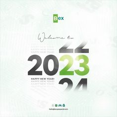 a happy new year greeting card with the number twenty and twenty, in black and green