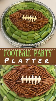 a football party platter made out of grass