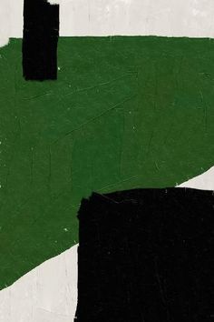 an abstract painting with black and green colors