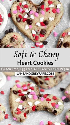 soft and chewy heart cookies with sprinkles