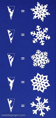 snowflakes are shown on a blue background and have different angles to show them