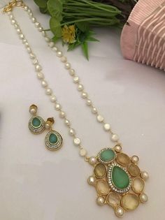 A Gift for someone most adorable for you. Earrings made of brass. Material : brass, pearl,stone. Necklace : 1 Earring:1 Ghagra Patterns, Jewelry Antique, Stone Necklace