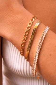 aspen bracelet - nile bracelet - bellini bracelet from BEADS by tara Gold Bracelet Stack, Gold Bracelets Stacked, Bracelets Beads, 18k Gold Chain, Coin Bracelet, Versatile Jewelry, The Nile, Cubic Zirconia Jewelry, Gold Bracelets