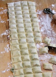 the dough has been rolled up and is ready to be made into ravioli bread