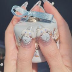 cinnamoroll nails made to order Cinnamoroll Nails, Middle Finger Ring, Racun Shopee, Ring Finger, French Nails, Acrylic Nails, Cinnamon